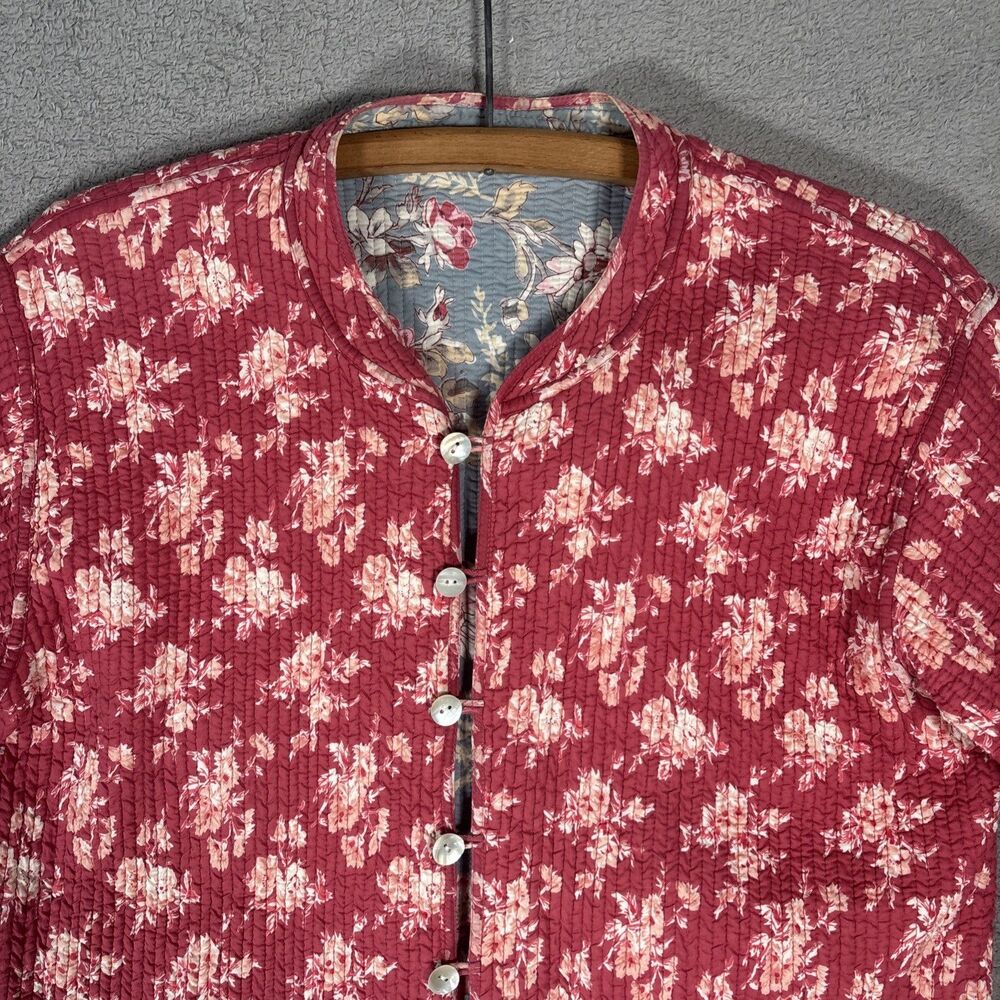 Women's XL Reversible Quilted Jacket Floral Grandmacore Boho Vintage Cottagecore - Picture 13 of 16